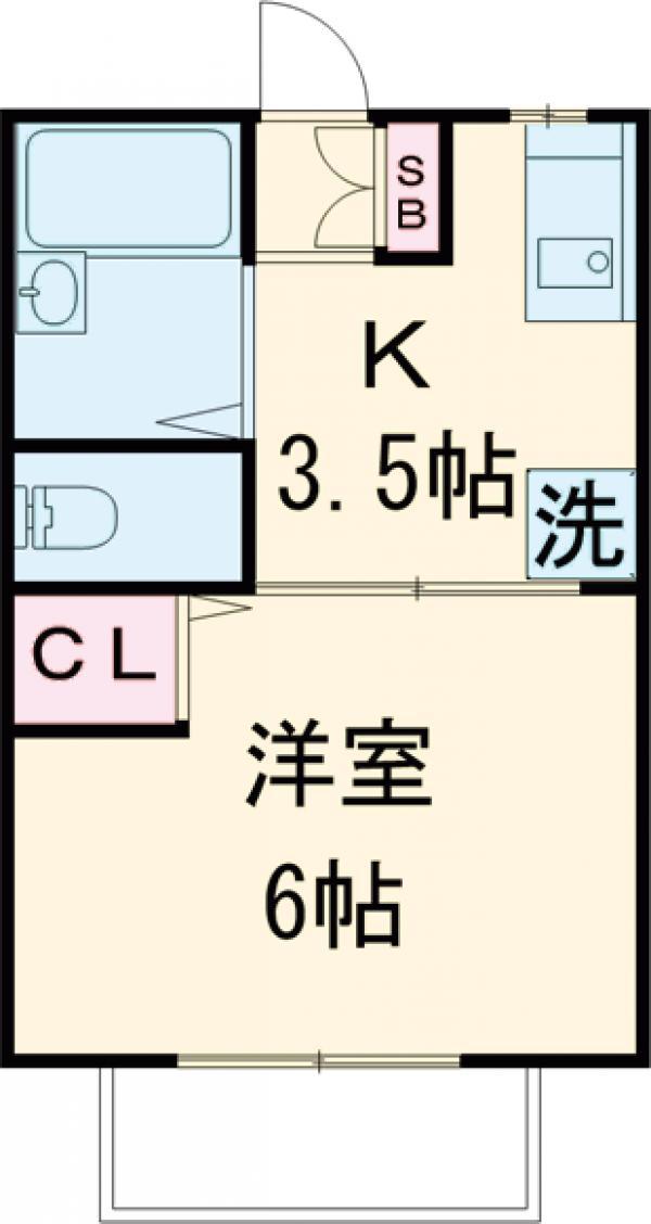 パームハウス(1K/1階)の間取り写真