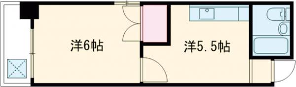 バンビ第4ビル(1DK/4階)の間取り写真