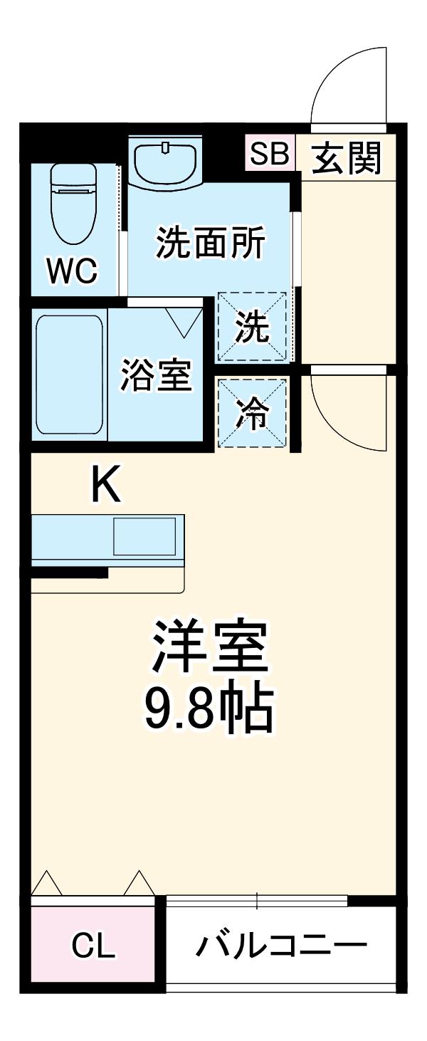 プランドールⅡ(1K/2階)の間取り写真