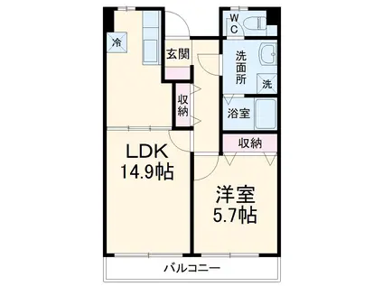 ピースフルプレイス(1LDK/4階)の間取り写真