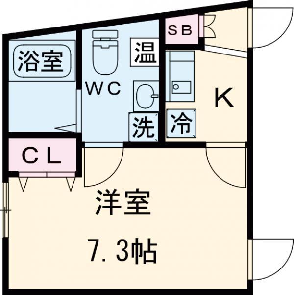 COCOCUBE北千住Ⅱ(1K/3階)の間取り写真