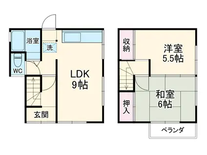 京浜急行電鉄本線 浦賀駅 徒歩20分 2階建 築36年(2LDK)の間取り写真