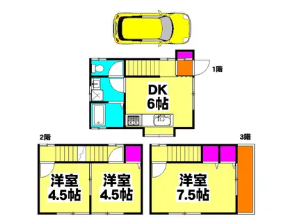京浜東北・根岸線 蕨駅 徒歩24分 3階建 築27年(3DK)の間取り写真