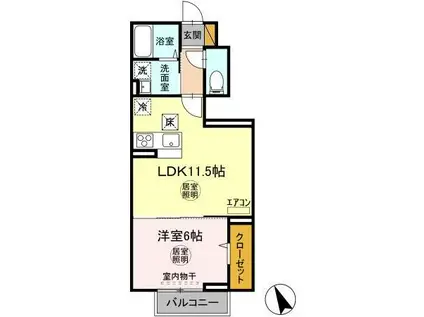 WOOD VILLAGE Ⅱ(1LDK/1階)の間取り写真