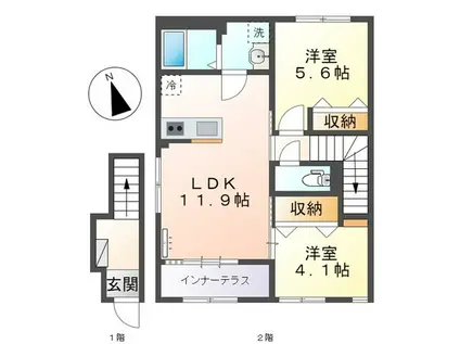 アンジュ(2LDK/2階)の間取り写真