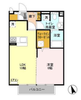グリーンヒル(1LDK/2階)の間取り写真