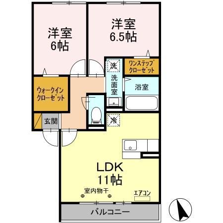 BELLE VILLE B(2LDK/2階)の間取り写真