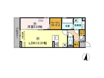 D-ROOM畑沢B(1LDK/2階)の間取り写真