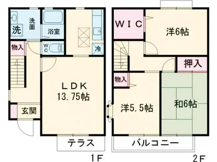 サンクレストA棟(3LDK/1階)の間取り写真