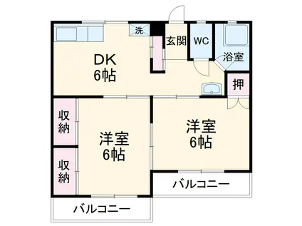 フォレストフィールド(2DK/4階)の間取り写真