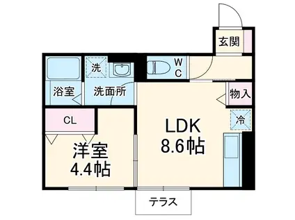スカイコートA棟(1LDK/2階)の間取り写真