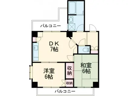 グレース・仲松(2DK/5階)の間取り写真