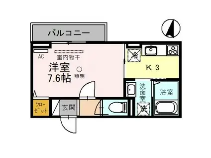 SOLANA Ⅱ(1K/2階)の間取り写真