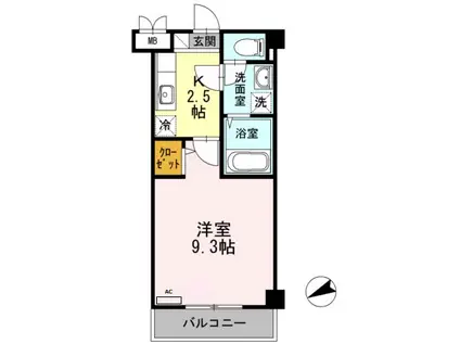 ラ・プランタン(1K/1階)の間取り写真