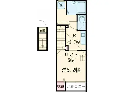 グリーンライズ神楽坂(1K/2階)の間取り写真