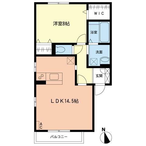 エスペランサB(1LDK/1階)の間取り写真