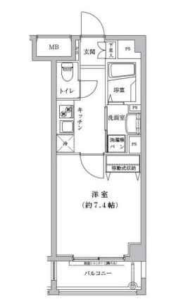 ライジングプレイス八王子みなみ野(1K/4階)の間取り写真