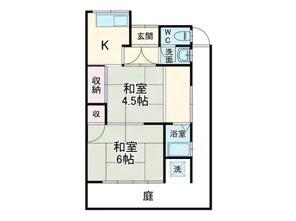 名古屋市桜通線 鶴里駅 徒歩5分 1階建 築63年(2K)の間取り写真