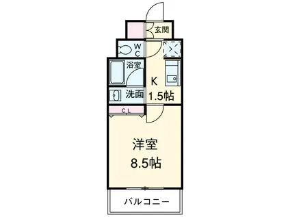 レジディア高岳(1K/12階)の間取り写真