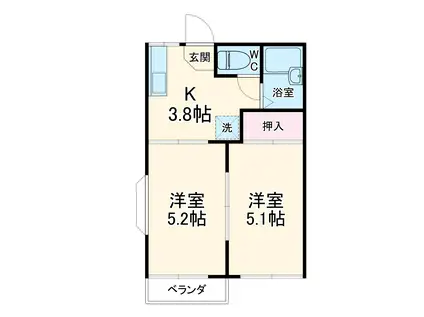 コスタル杉田(2K/2階)の間取り写真