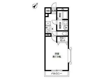 アンプルールフェール東浅川(1K/2階)の間取り写真