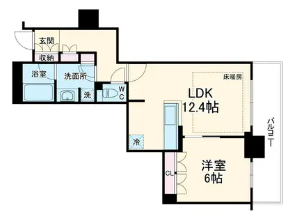 ローレルタワー堺筋本町(1LDK/18階)の間取り写真