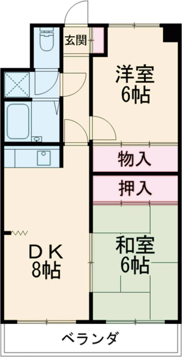 エスポワール篠崎(2DK/3階)の間取り写真