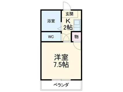 マイルーム稗田(1K/3階)の間取り写真