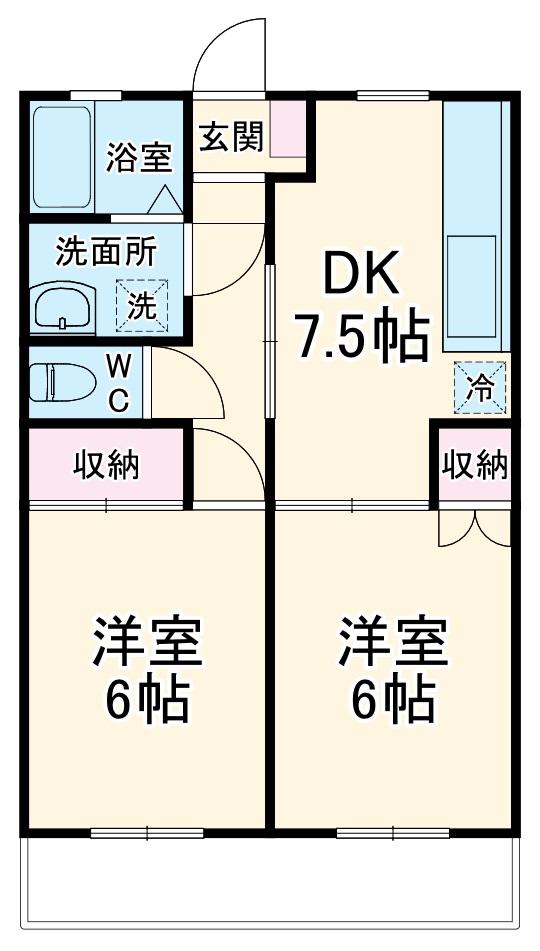 プラスパーハイツ(2DK/2階)の間取り写真