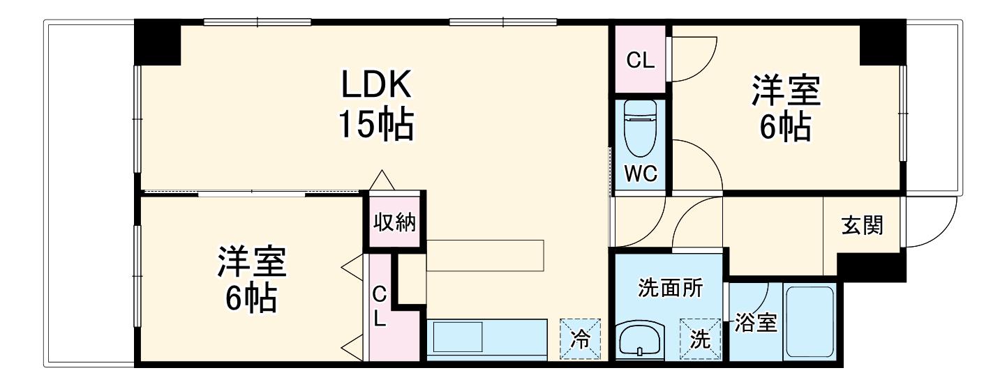 シャンポール近藤(2LDK/4階)の間取り写真
