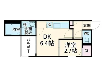 ADVANCE豊津(1DK/1階)の間取り写真