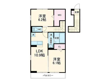 欅ハウス(2LDK/2階)の間取り写真