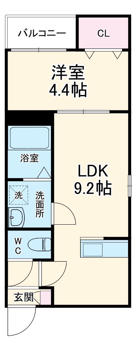 LECOCON一宮Ⅴ(1LDK/3階)の間取り写真