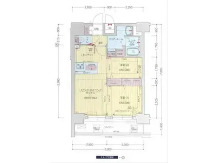 プレサンス太閤通ファシール(2LDK/9階)の間取り写真