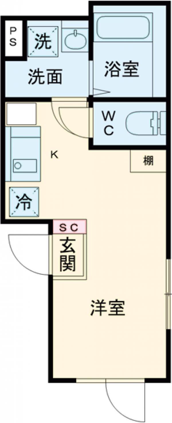 HW.HILLS 幡ヶ谷(ワンルーム/1階)の間取り写真