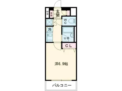 プレールドゥーク西新宿(1K/3階)の間取り写真
