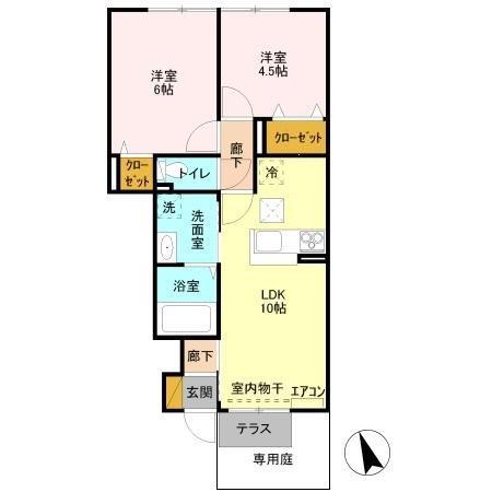 クライノモー1(2LDK/1階)の間取り写真