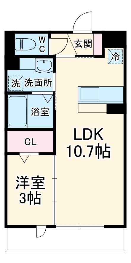 ハイデンス原木中山 A棟(1LDK/2階)の間取り写真