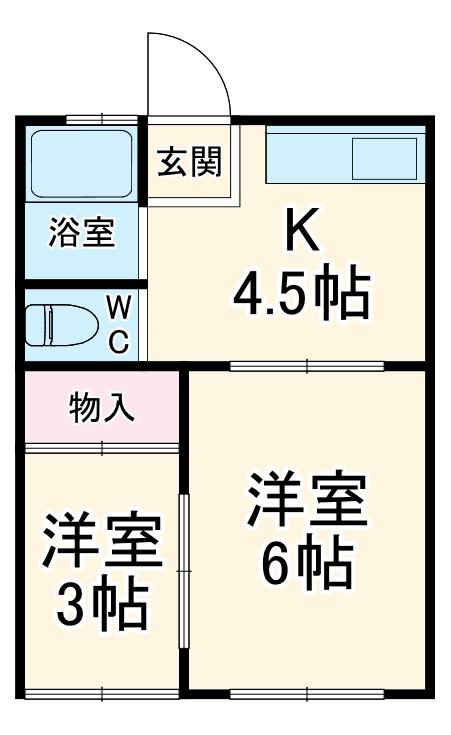 ふじ荘(2DK/2階)の間取り写真