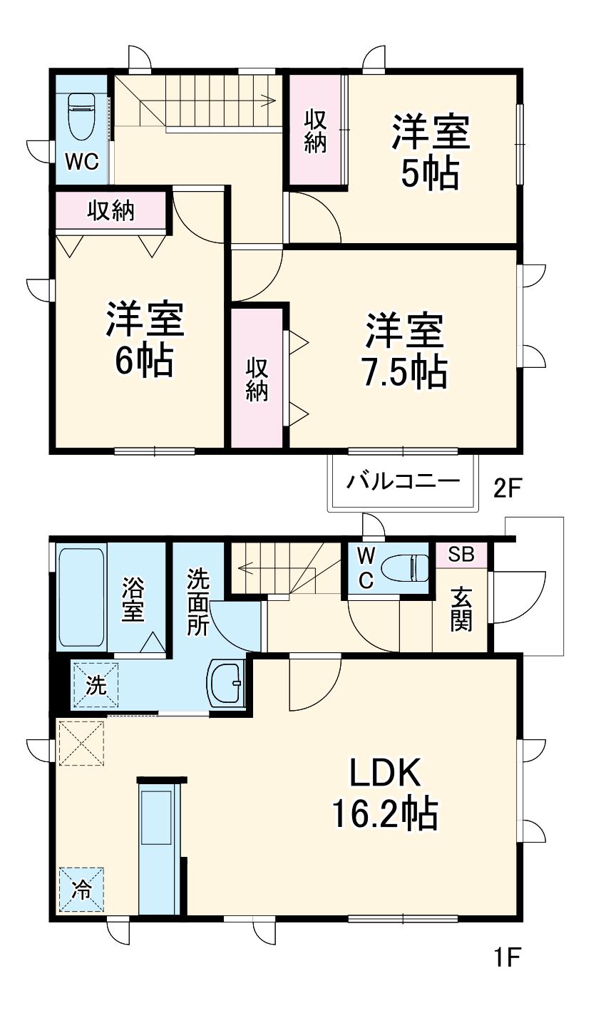 つくばエクスプレス 柏の葉キャンパス駅 徒歩26分 2階建 築3年(3LDK)の間取り写真