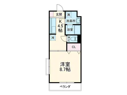 プリマ・ピエースⅠ(1K/3階)の間取り写真