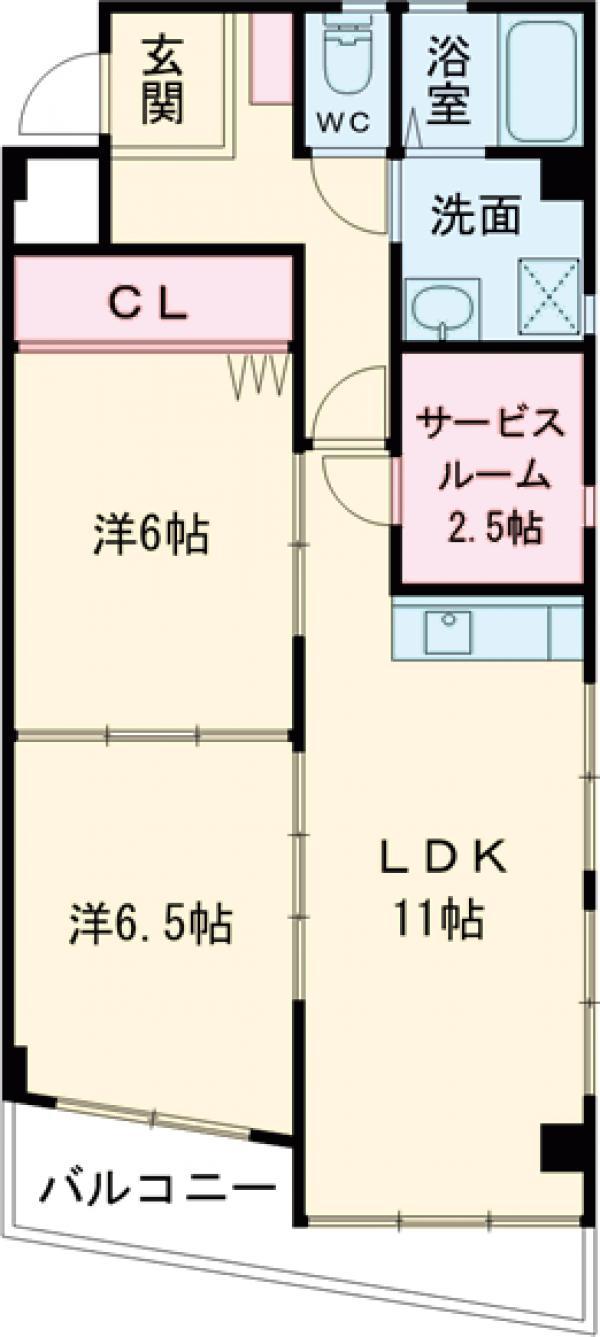 あさひレジデンス弐番館 イースト(2SLDK/4階)の間取り写真
