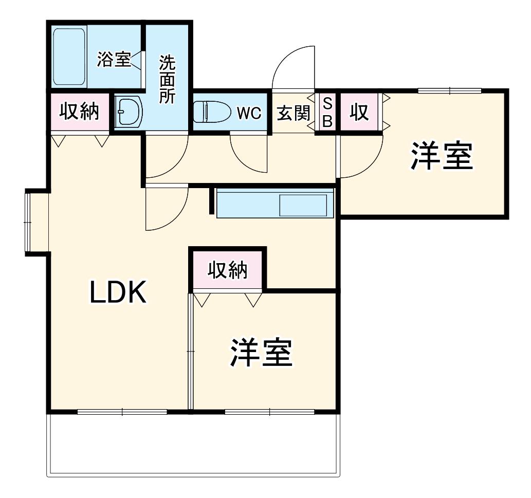 鷺沼ドルチェヴィータ(2LDK/2階)の間取り写真