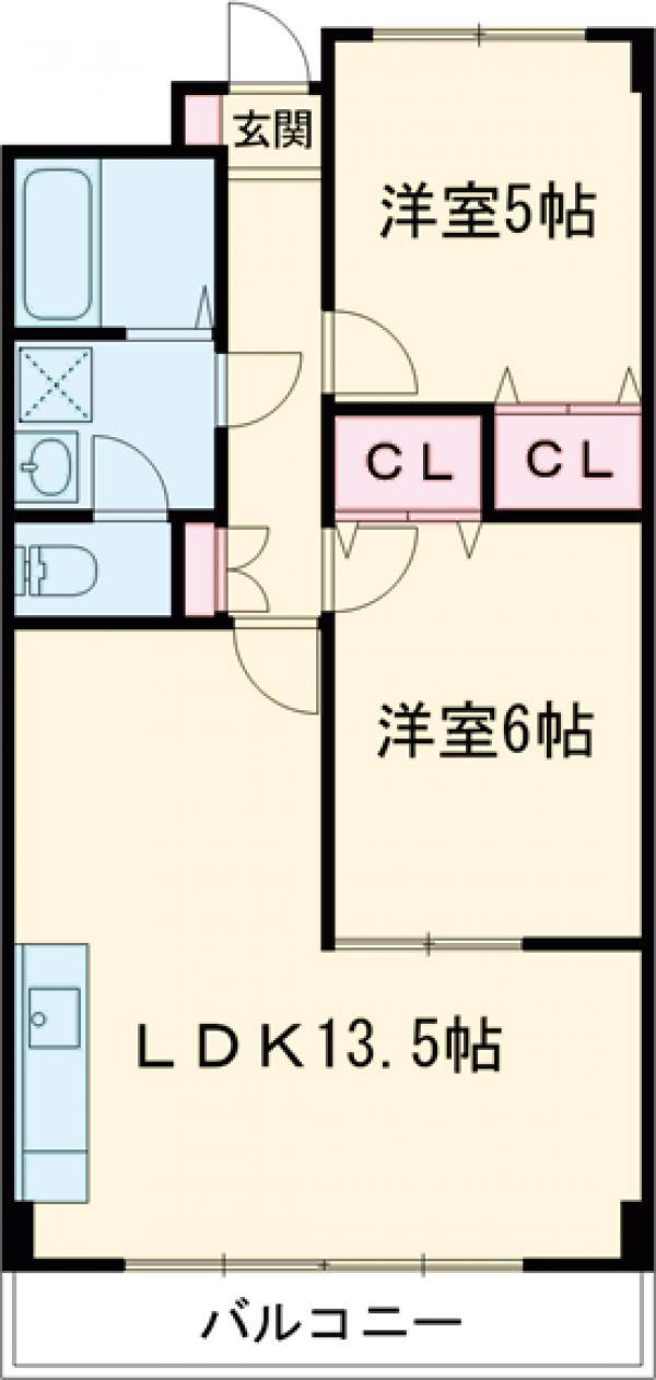 あさひレジデンス参番館(2LDK/6階)の間取り写真