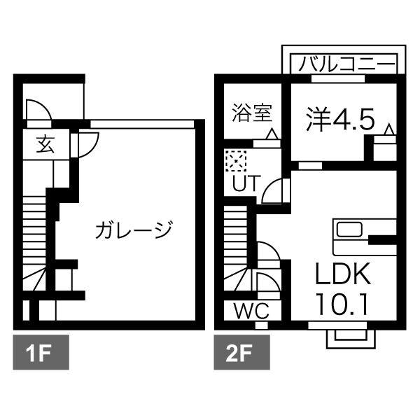 AS GARAGE Ⅱ(1LDK/1階)の間取り写真