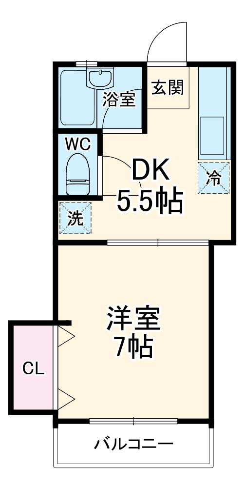 エスポワールⅡ(1DK/1階)の間取り写真