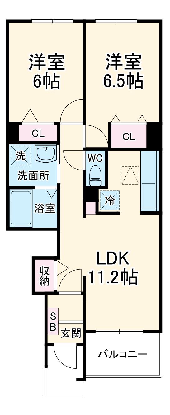 ジェルメ86Ⅰ・Ⅱ(2LDK/2階)の間取り写真