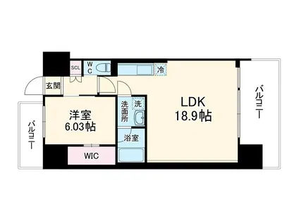 プレジオ新大阪EURO(1LDK/7階)の間取り写真