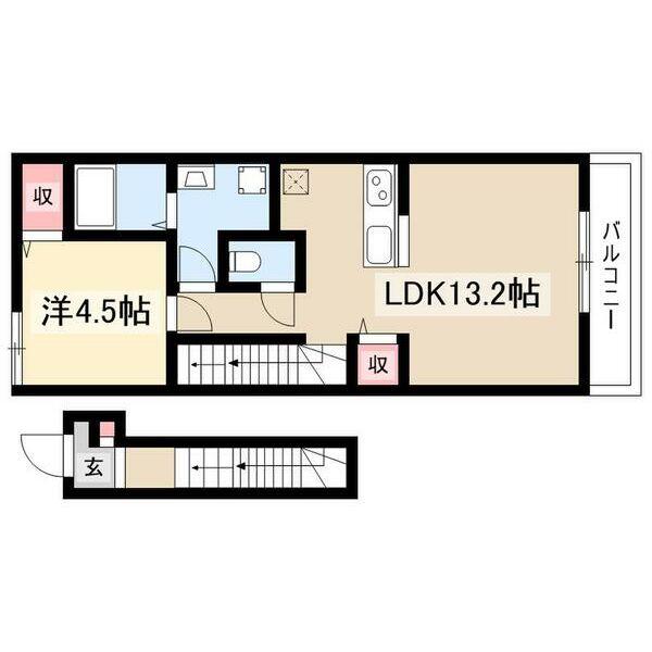 リーブルファイン稲永Ⅱ(1LDK/2階)の間取り写真