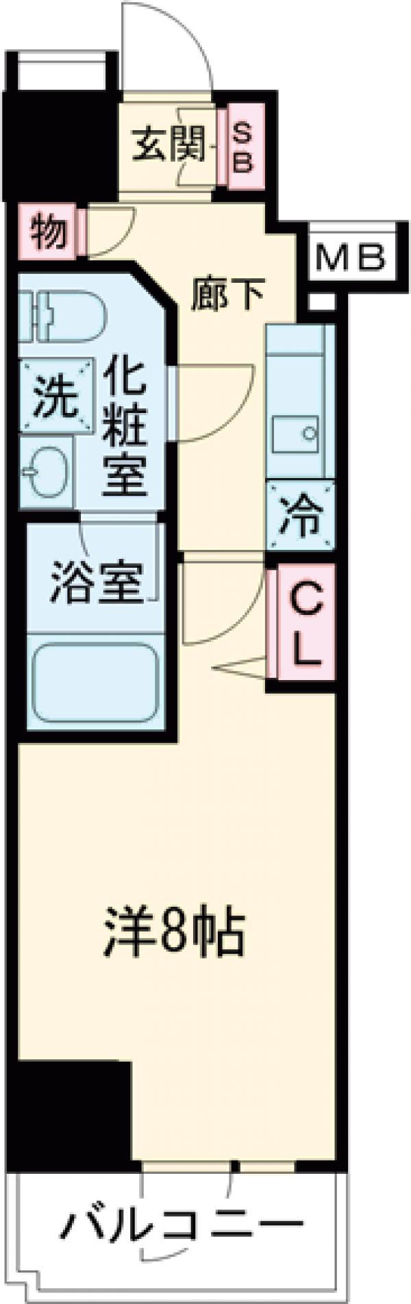メインステージ入谷Ⅳ(1K/8階)の間取り写真